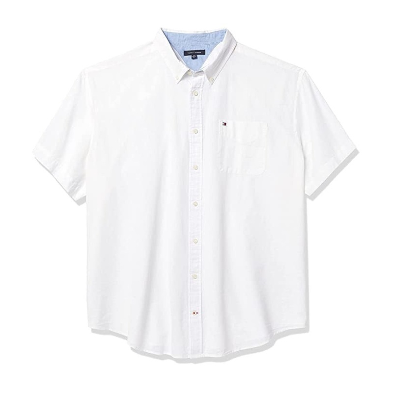 Tommy Hilfiger Men's Big & Tall Classic-Fit Porter Linen Blend Shirt 4XL White