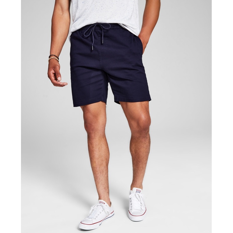 And Now This Men's Brushed Twill Everyday Shorts Large Navy Blue Drawstring