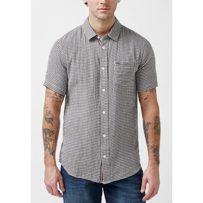 BUFFALO DAVID BITTON Men's Saint Short-Sleeve Shirt XL Brown Check