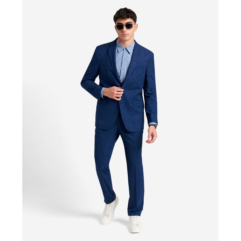Kenneth Cole Mens Suit 40S / 33 x 32 Royal Blue Flex Slim Fit Stretch