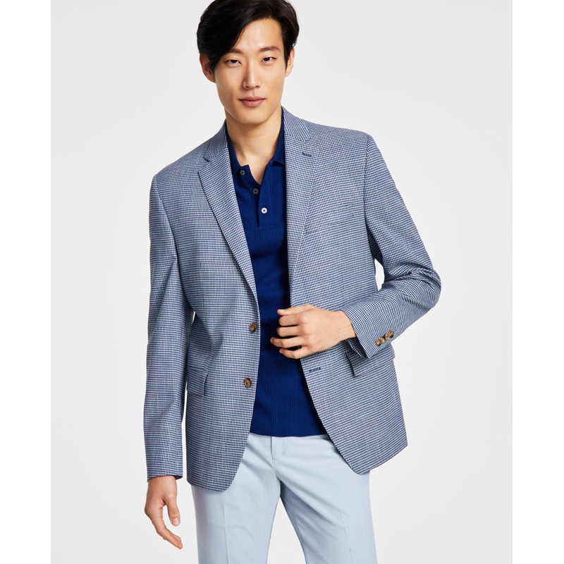 Lauren Ralph Lauren Men's Classic-Fit Mini Check Sport Coat 48L Grey Blue