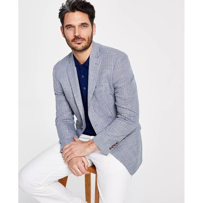 Lauren Ralph Lauren Mens Classic-Fit UltraFlex Sport Coat Blazer 46L Grey blue