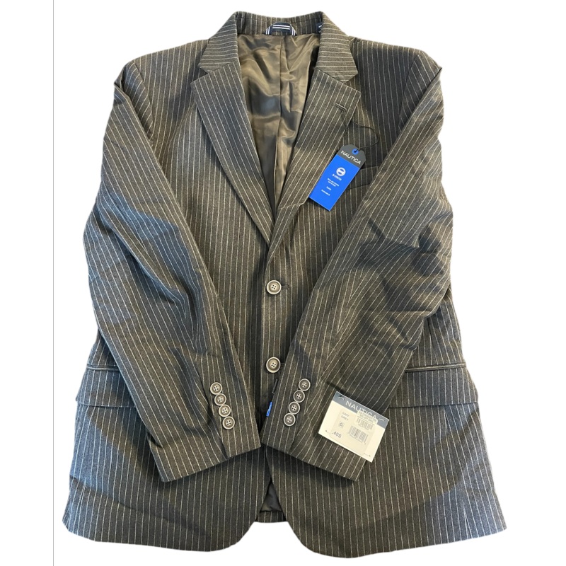 Nautica Mens Modern Fit Bi Stretch Suit Jacket ONLY 40S Dark Grey Pinstripe