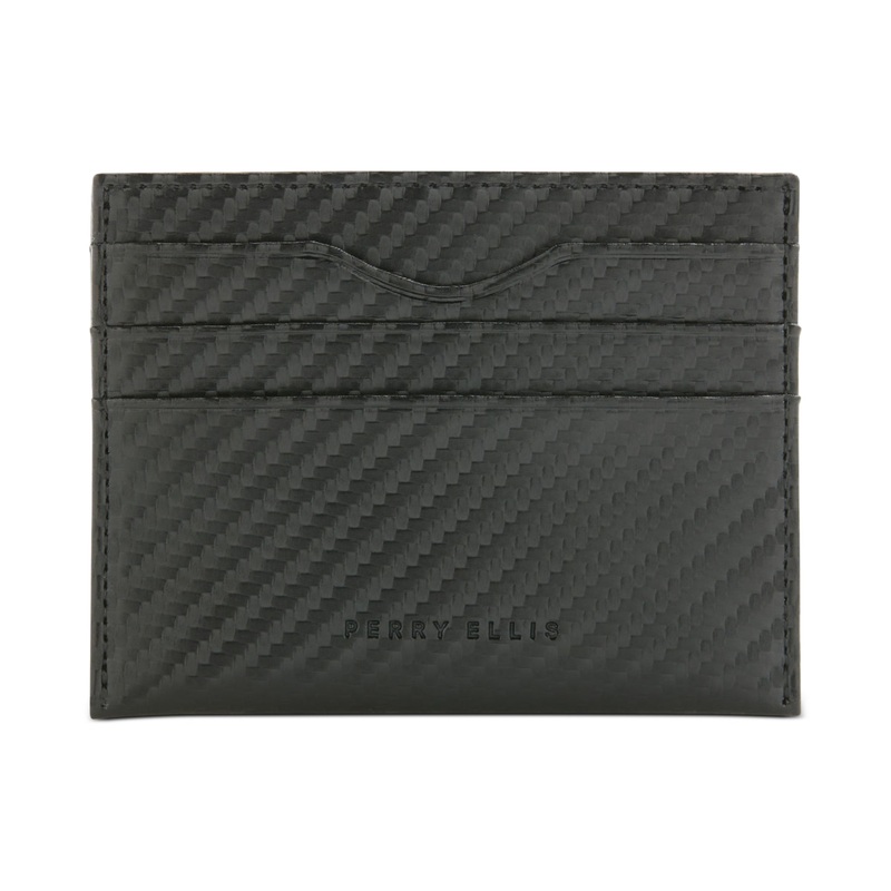 Perry Ellis Portfolio Men's Carbon Fiber Leather Card Case Wallet