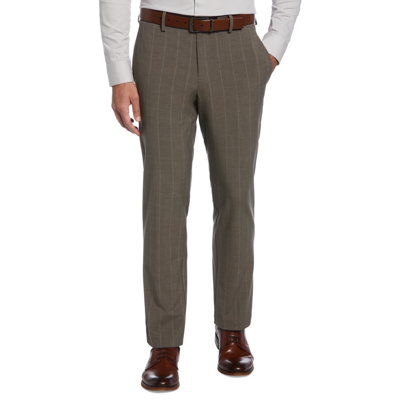 Perry Ellis Portfolio Men's Modern Fit Stretch Dress Pants Dark Beige 32 x 32