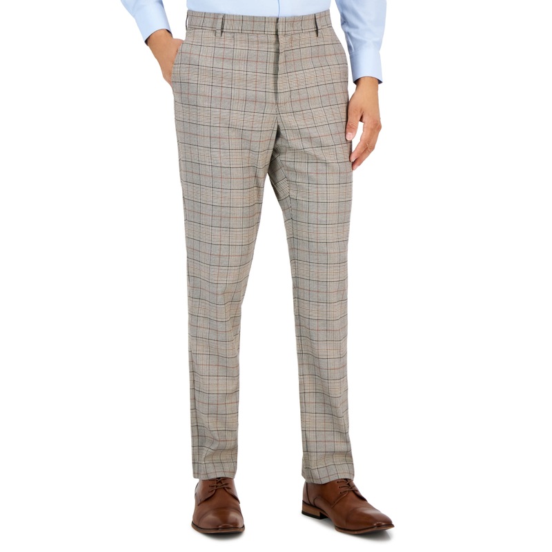 Tommy Hilfiger Men's Modern Fit Stretch Performance Pants Brown Plaid 38 x 30