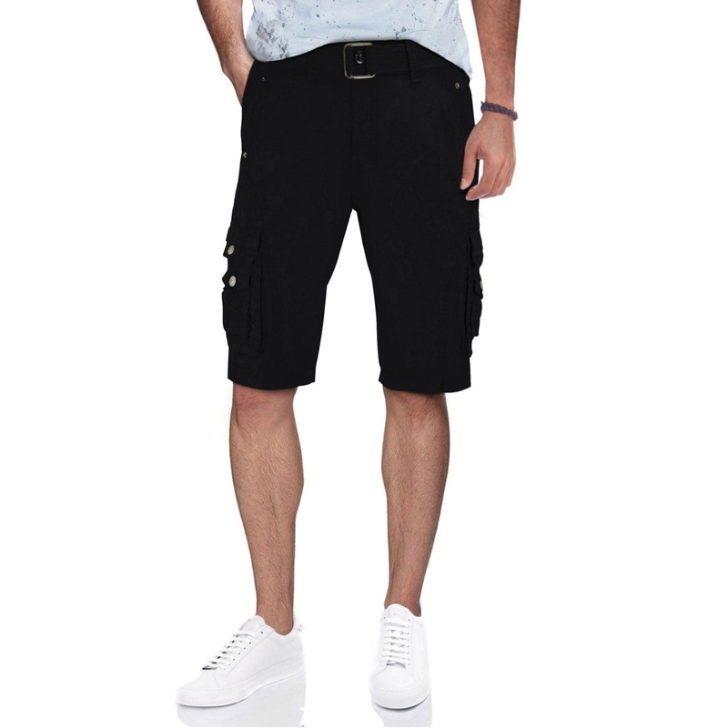 X RAY Men's Belted Cargo Shorts with Snap Detail Black 34