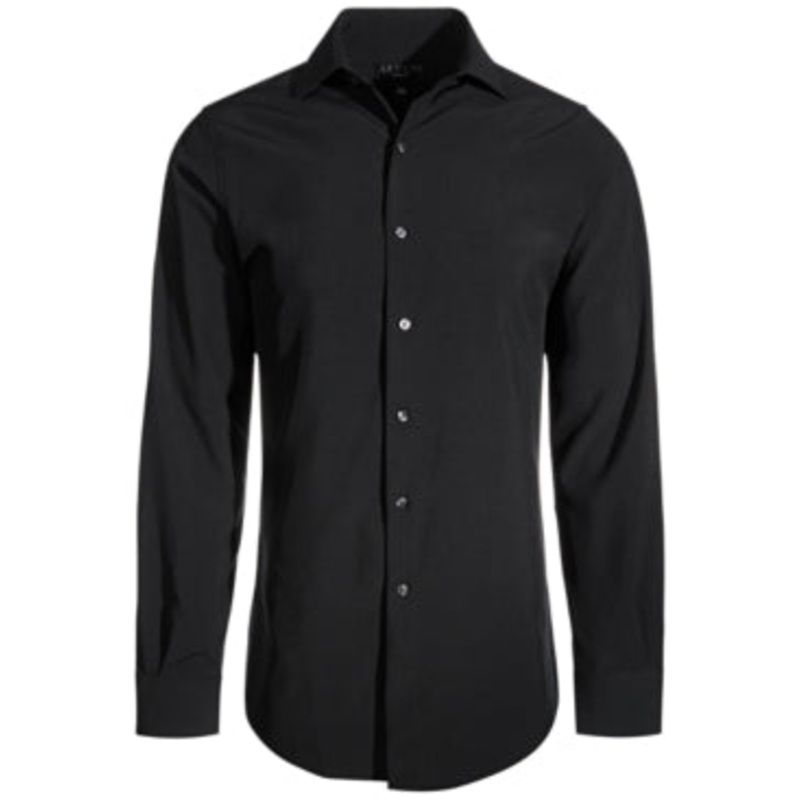 Alfani Mens Slim Fit Button Down Dress Shirt Black 16 - 16.5 / 32 - 33 Large