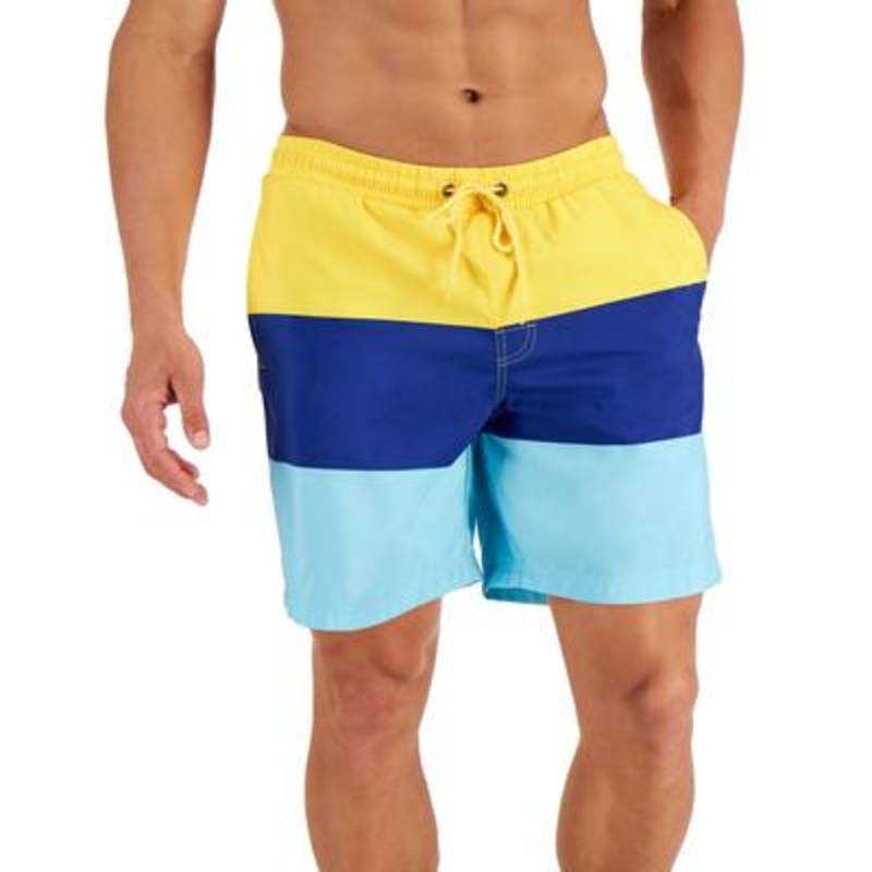 Club Room Men's Colorblocked 7" Swim Trunks Yellow 2XL