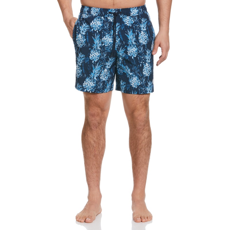 Cubavera Men's Pineapple Print 7" Swim Trunks Dress Blue 2XL