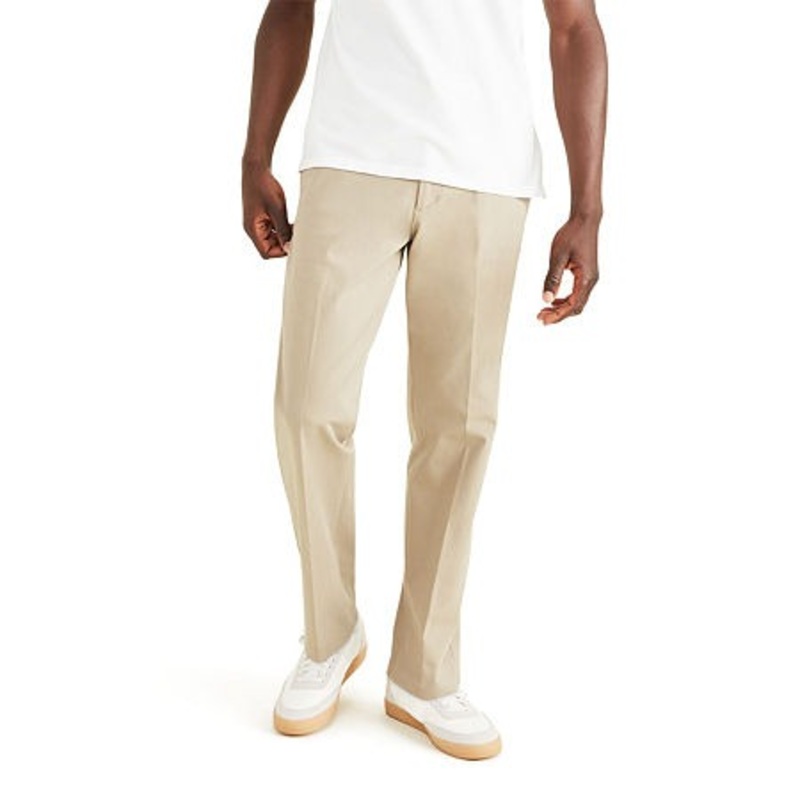 Dockers City Tech Mens Classic Fit Flat Front Pants 33 x 30 beige Khakis