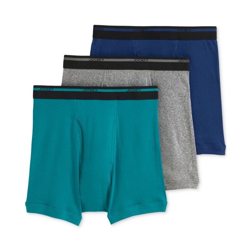 Jockey Men's Classic Collection Full Rise Briefs 4 Pack Blue Green Grey Large