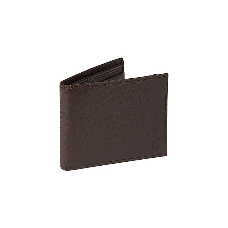 Polo Ralph Lauren Men's Pebbled Leather Passcase Wallet Brown