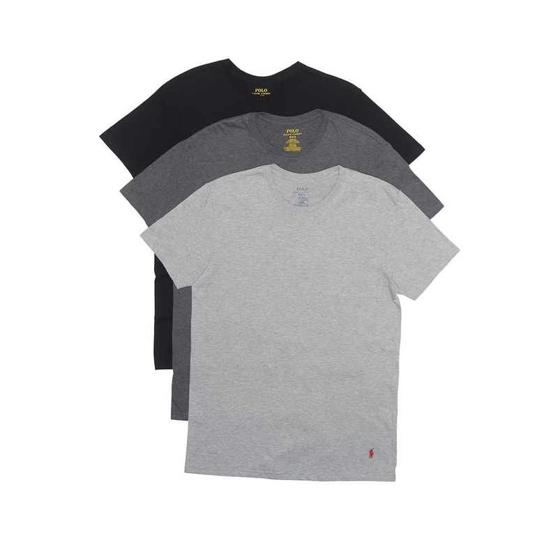 Polo Ralph Lauren Mens 3PK Classic Fit Crew Tees T shirt Large Grey Black