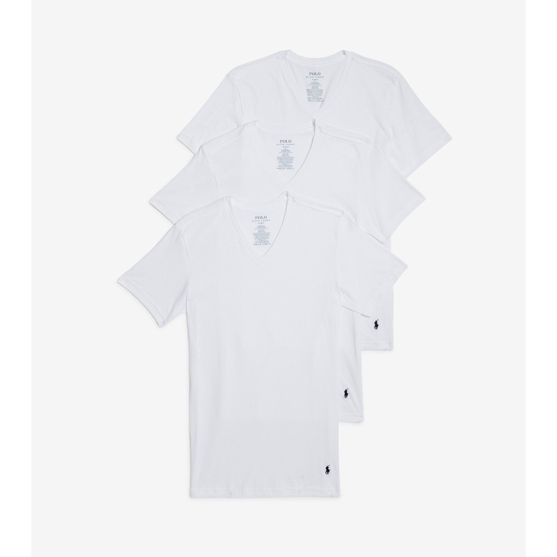 Polo Ralph Lauren Mens 3PK Classic V-Neck Tees T Shirt XL White