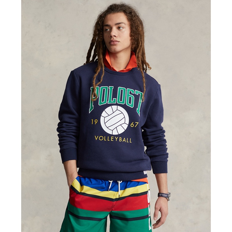 Polo Ralph Lauren Mens Crewneck Fleece Graphic Sweatshirt Small Navy Blue