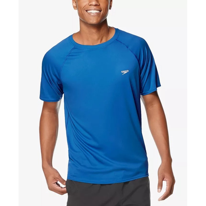 SPEEDO Men's Quick-Dry UPF 50+ Rash Guard T Shirt Medium Blue