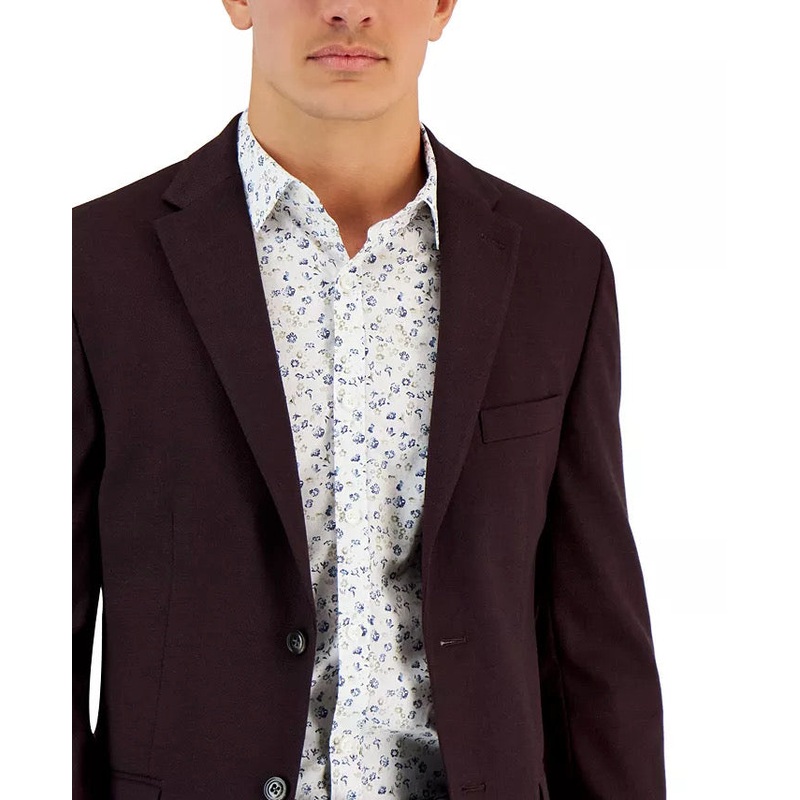 TOMMY HILFIGER Men's Sport Coat 38S Wine Single-Breasted Modern-Fit