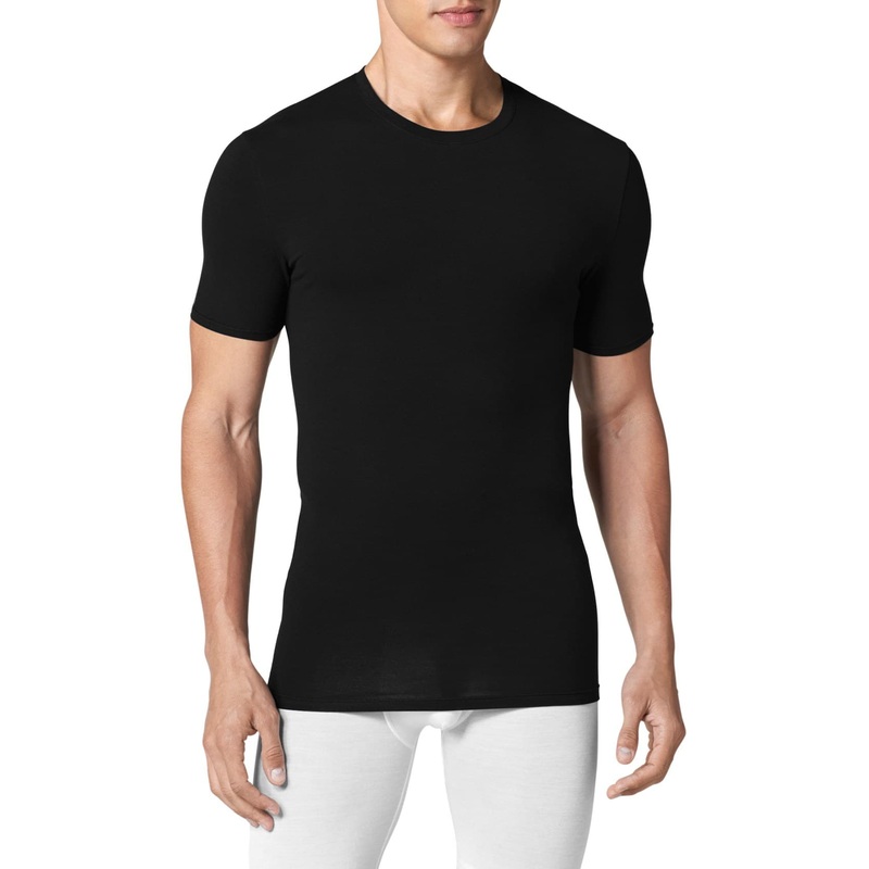 Tommy John Mens Second Skin Stay Tucked Crewneck T Shirt Undershirt Black Medium