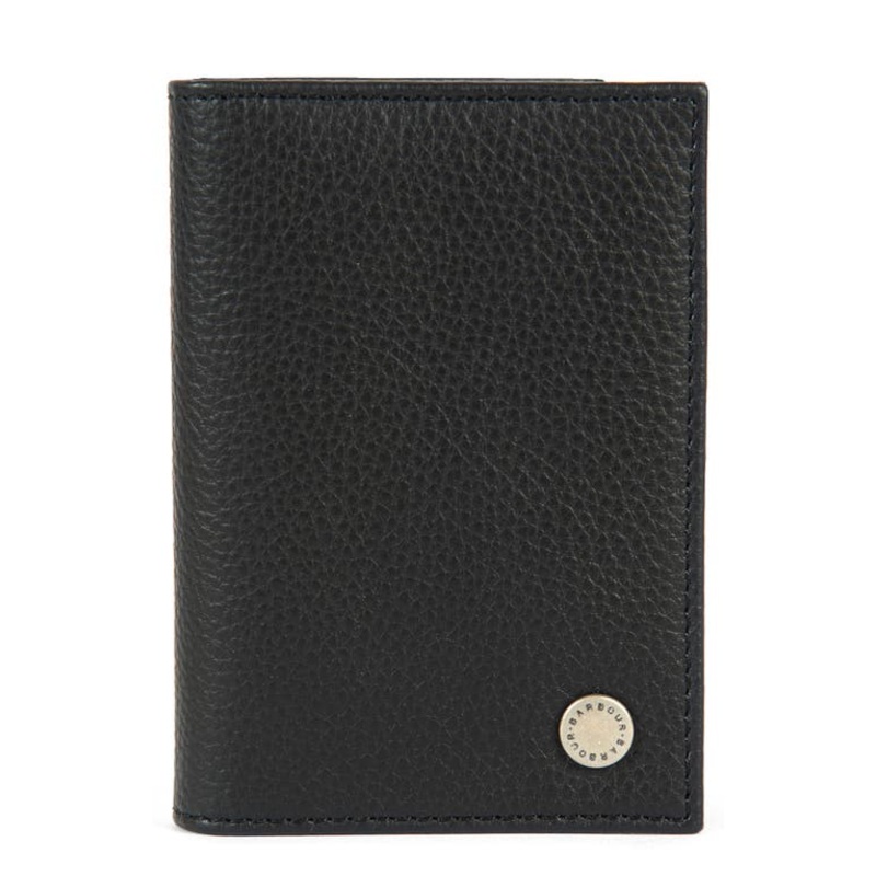 Barbour Mens Contrast Leather Billfold Wallet Black