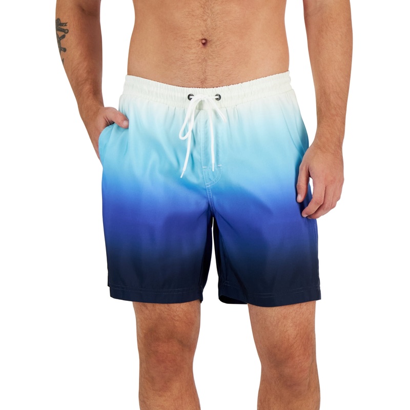 Club Room Men's Kenji Ombre Swim Trunks Blue Black Small