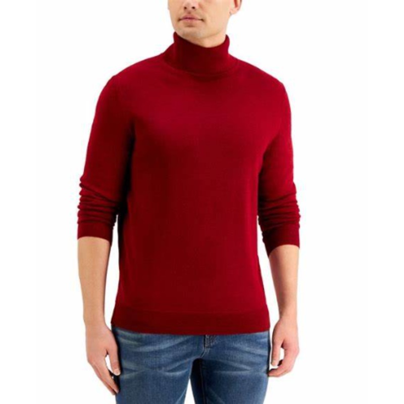 Club Room Men's Merino Wool Blend Turtleneck Sweater Cherry Red Large