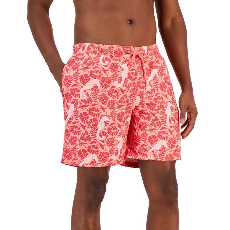 Club Room Men's Tropical Seahorse Swim Trunks Coral XL