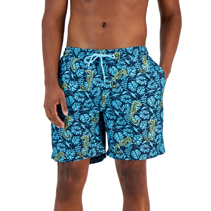 Club Room Men's Tropical Seahorse Swim Trunks Sweet Water Small