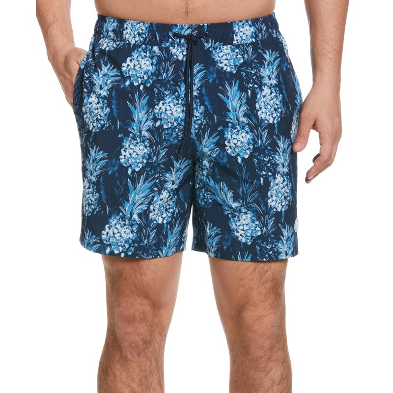 Cubavera Men's Pineapple Print 7" Swim Trunks in Dress Blues XL