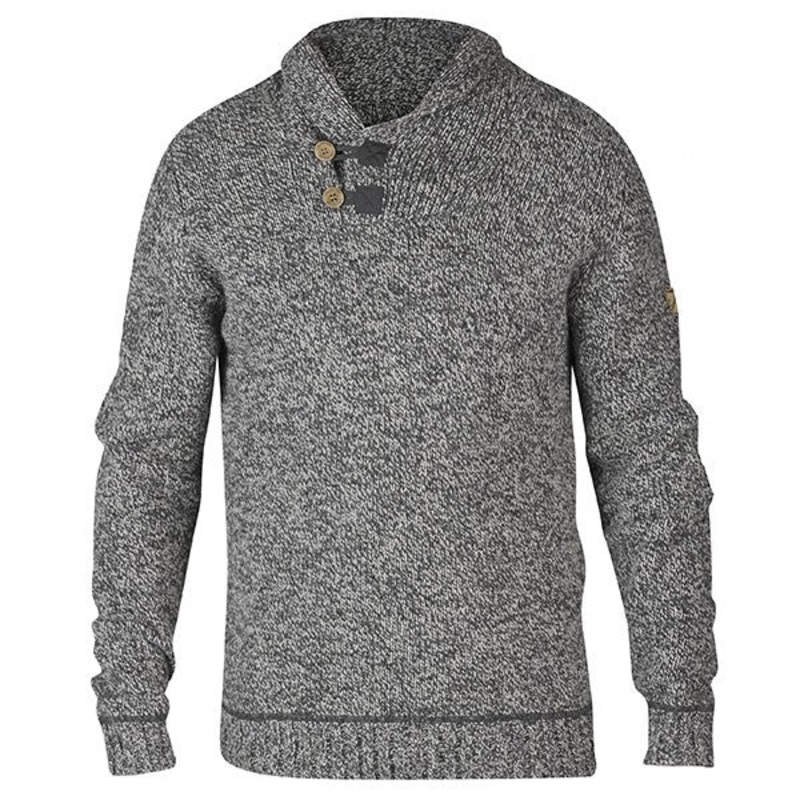 Fjallraven Men's Lada Shawl Neck Sweater XL Grey Wool Blend
