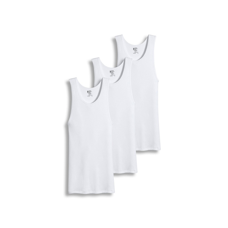 Jockey Mens Classic 3 Pack White Tank Top Shirts Large