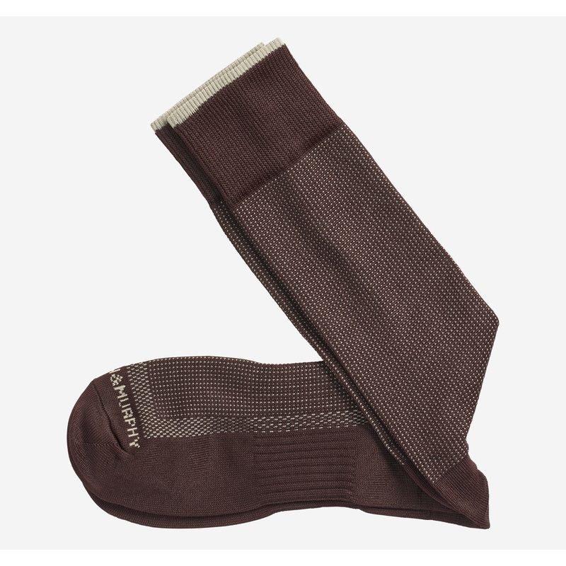 Johnston & Murphy Men's Comfort Classic Pin Dot Socks Brown Size Slack Length