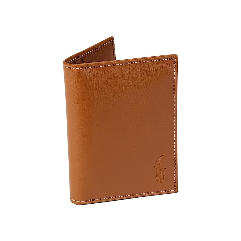 Polo Ralph Lauren Burnished Billfold W/ Window Brown Wallet