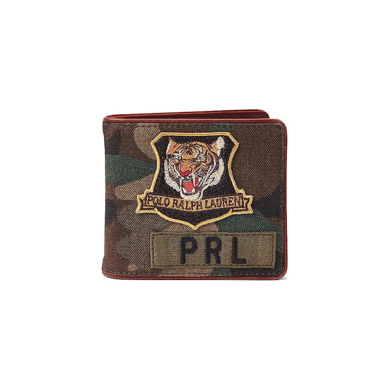 Polo Ralph Lauren Mens Tiger Patch Billfold Wallet Camo Green