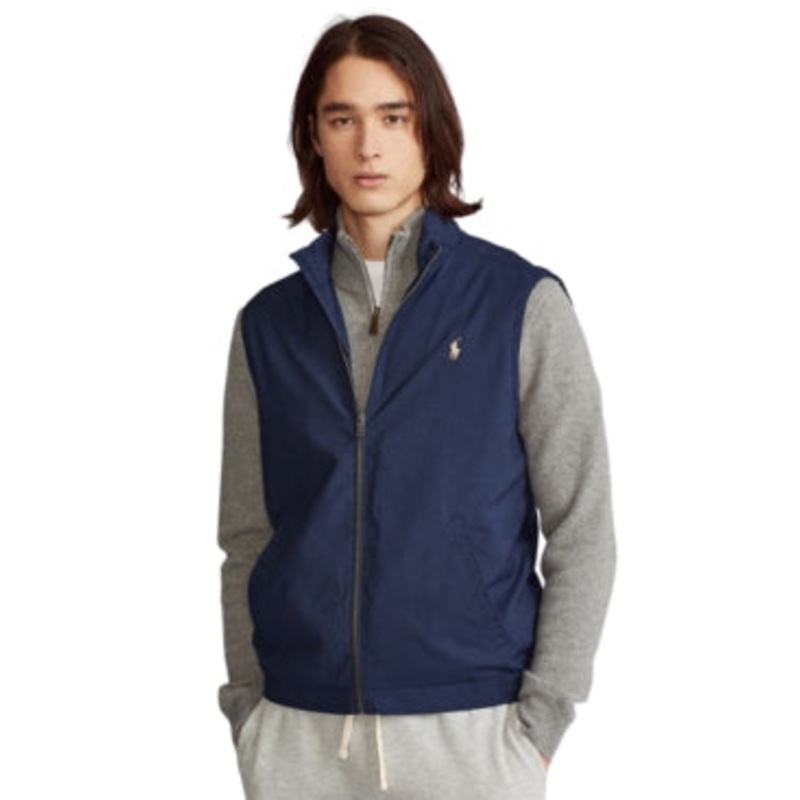 Polo Ralph Lauren Mens Twill Mockneck Full Zip Vest Large French Navy Blue