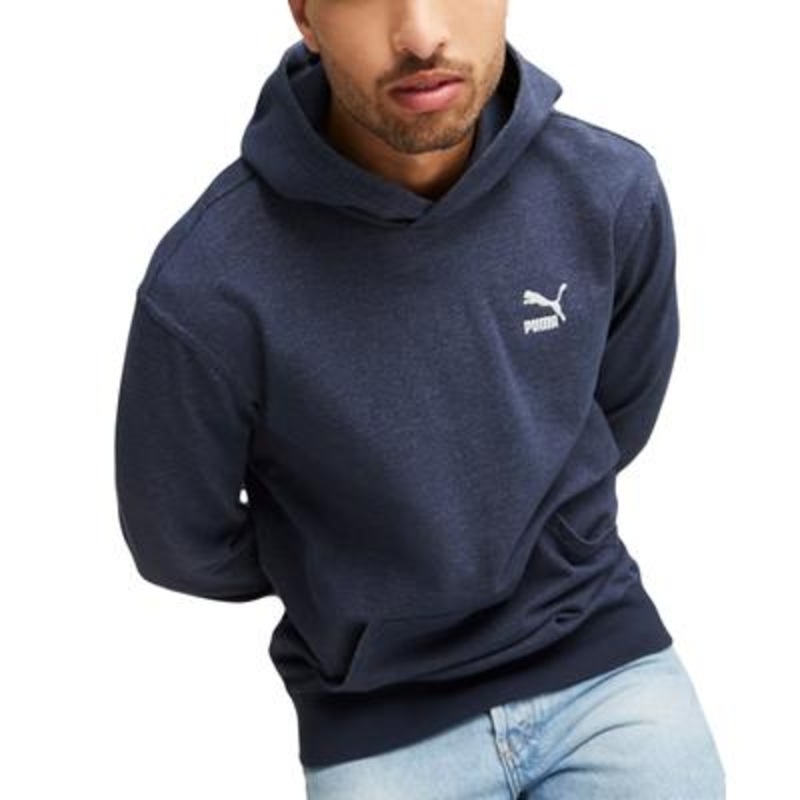 Puma Men's Denim Fleece Adjustable Drawstring Hoodie Sweatshirt XL BlueIndigo