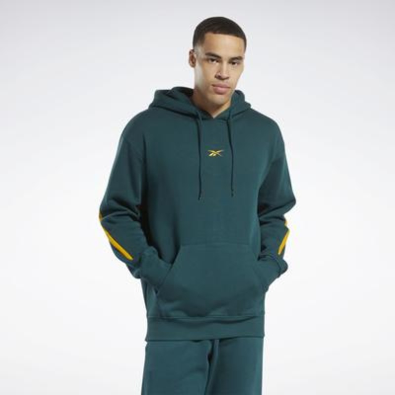 Reebok Men's Oversized Logo Pullover Hoodie Sweatshirt Medium Forest Green