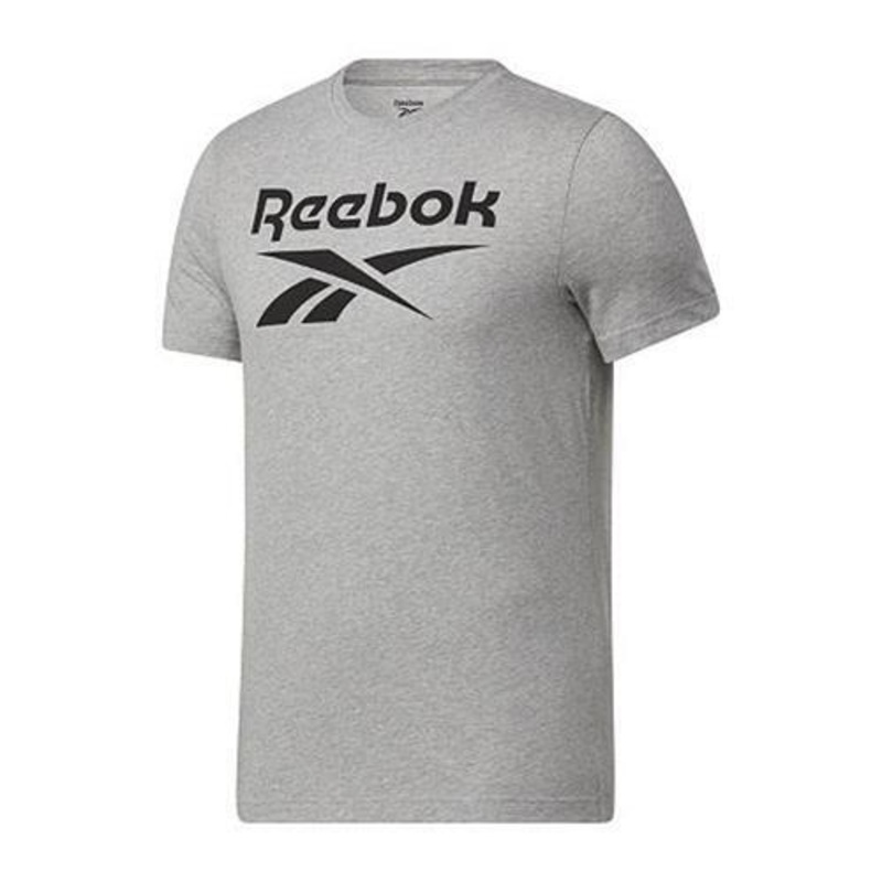 Reebok Mens Logo T-Shirt Medium Heather Grey Black Small