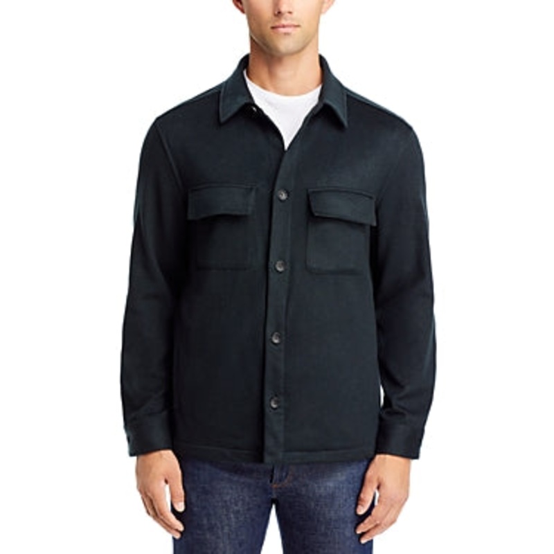 The Men's Store  Pure Cashmere Overshirt Coat Small Dark Green