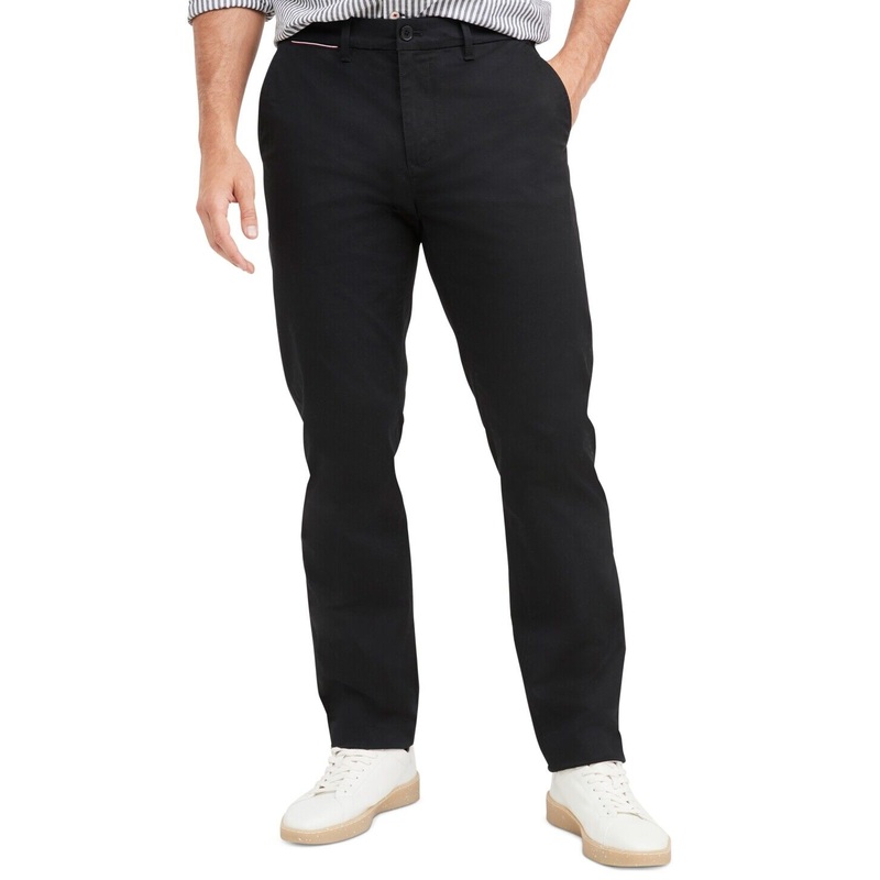Tommy Hilfiger Men's Global Stripe Casual Chino Pants Dark Sable 42 x 30