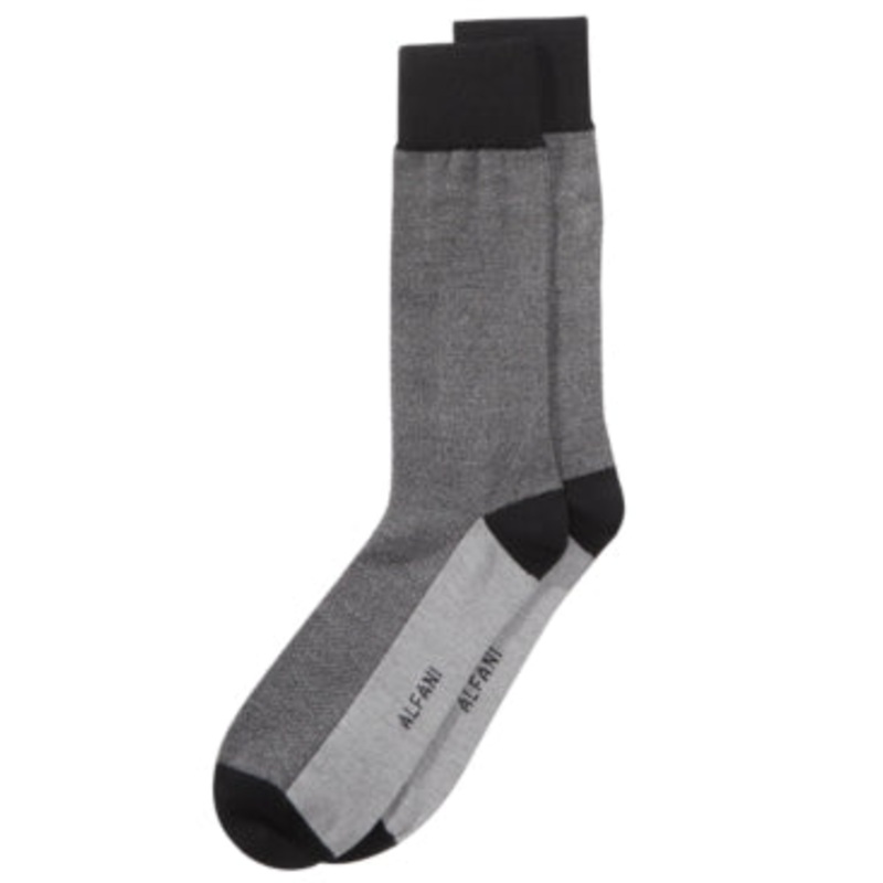Alfani Men's Pique Solid Dress Socks Charcoal Grey One Size