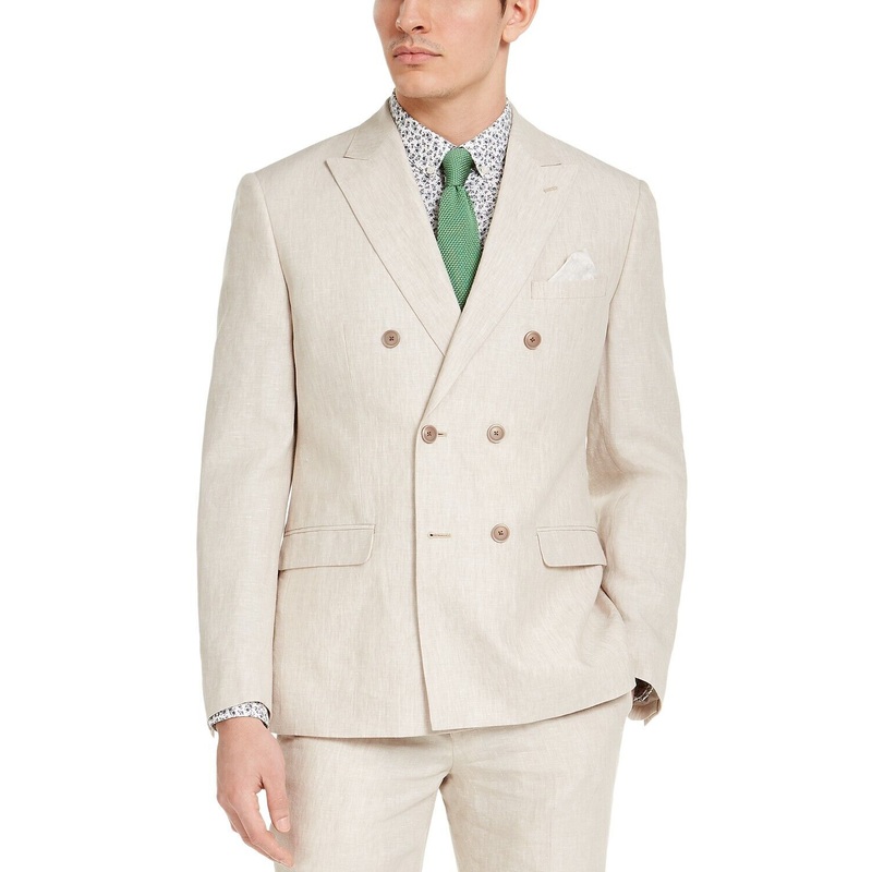 Bar III Men's Slim-Fit Tan Solid Double-Breasted Suit Jacket 38R