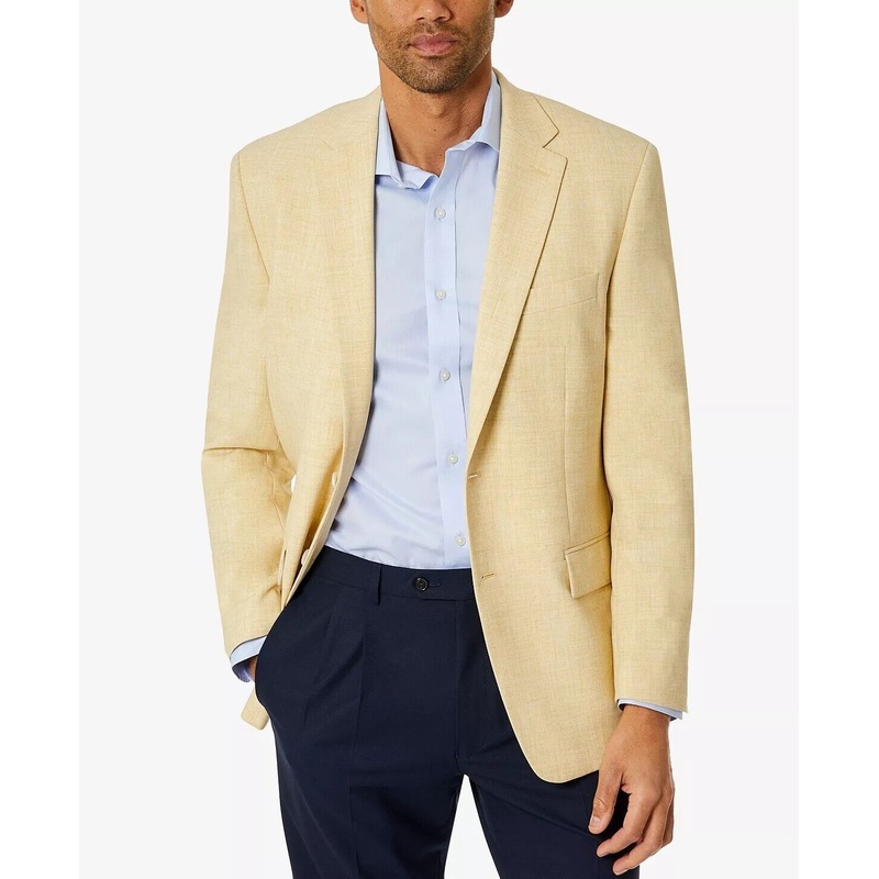 Club Room Men's Sport Coat Yellow 38R Classic-Fit Solid Blazer Two Button