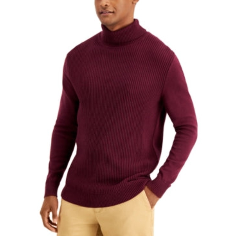 Club Room Men's Textured Cotton Turtleneck Sweater XXL 2XL Red Plum