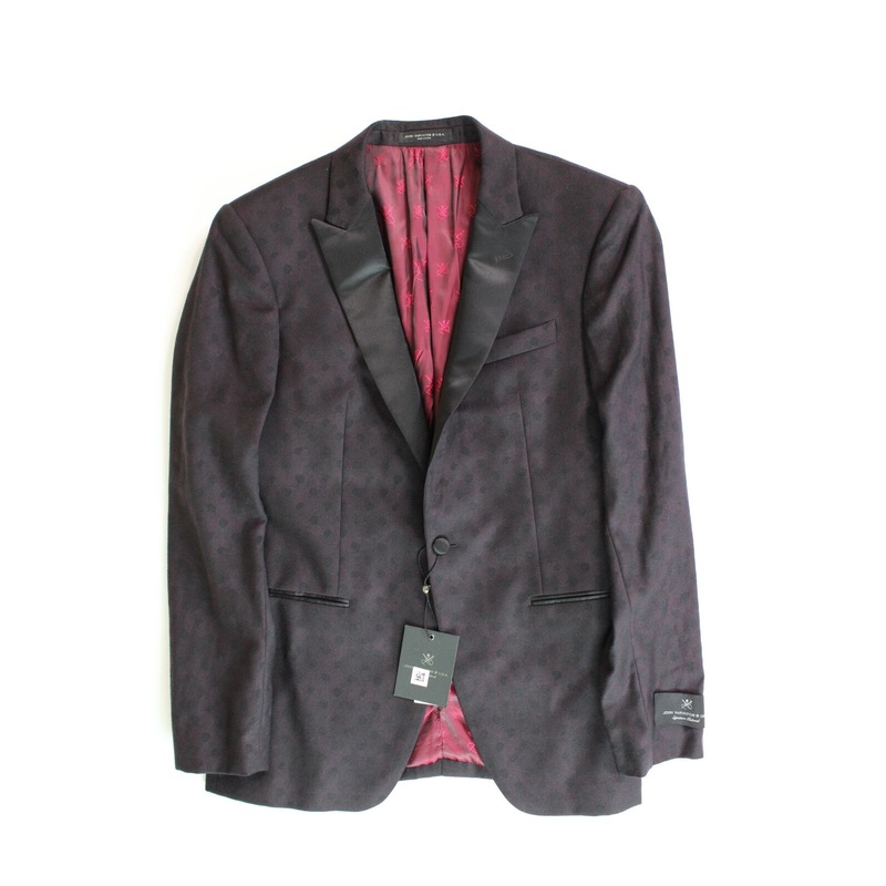 John Varvatos Star USA Tonal Spot Jacquard Slim Fit Dinner Jacket 38R Dark Red