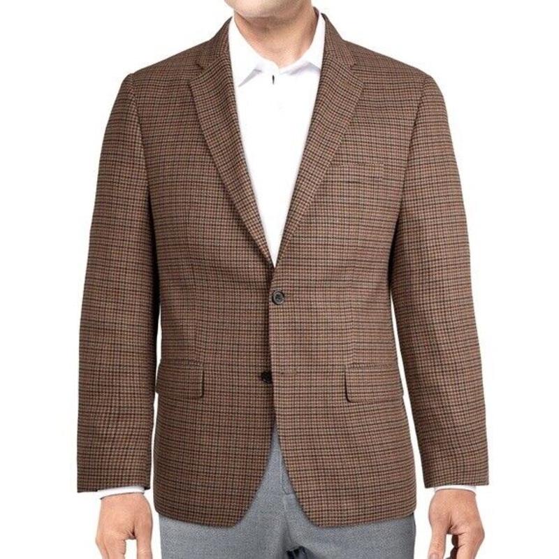 Lauren Ralph Lauren Classic Fit Stretch Sport Coat 46L Check Brown