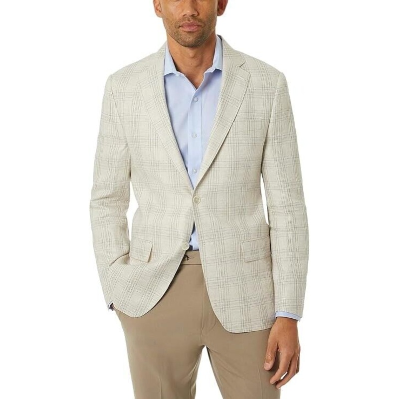 Lauren Ralph Lauren Men's Classic-Fit Ultraflex Linen Blazer 46R Cream Plaid