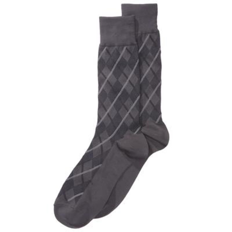 Perry Ellis Men's Printed Dress Socks Carbon Grey One Size