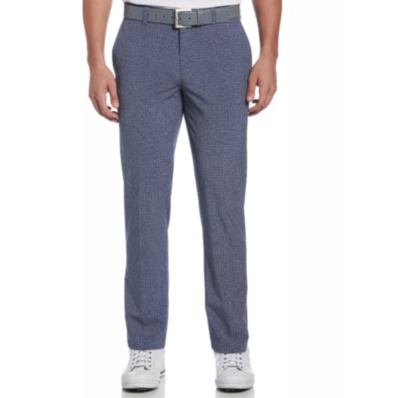 PGA TOUR Mens Flat Front Golf Pants Heathered Plaid Grey Heather 42x32