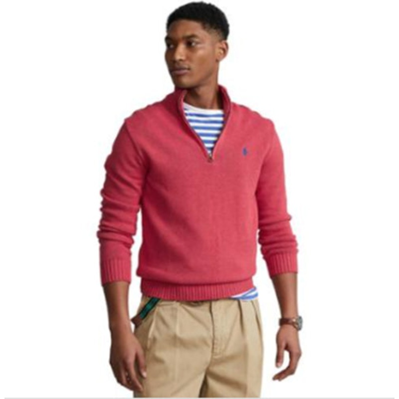 Polo Ralph Lauren Cotton Quarter-Zip Sweater Rosette Heather XL